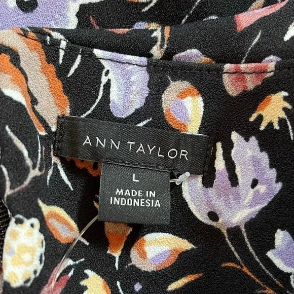 Ann Taylor Top Blouse Floral Pleated Shoulder Puff Sleeve Feminine Casual - Picture 10 of 13